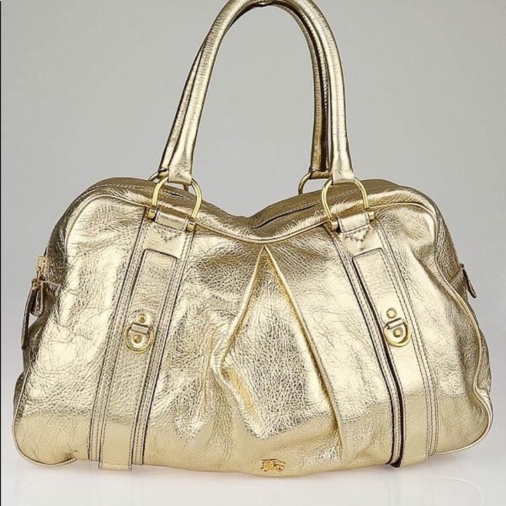 Burberry Gold Leather Satchel